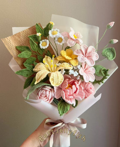 EX Painterly Peony | Crochet flowers bouquet