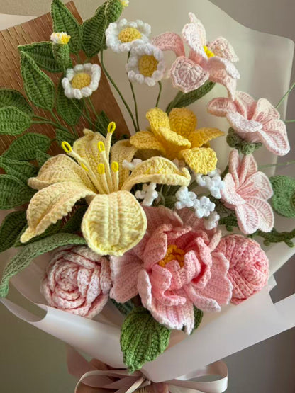 EX Painterly Peony | Crochet flowers bouquet