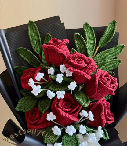 EX Scarlet Romance | Crochet flowers bouquet, forever flowers