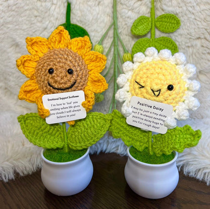 Handmade Crochet mini Caring vegie,Emotional Support sunflower, potato, Positive Affirmation gift for Family/Friends,coworker,Mothers Day