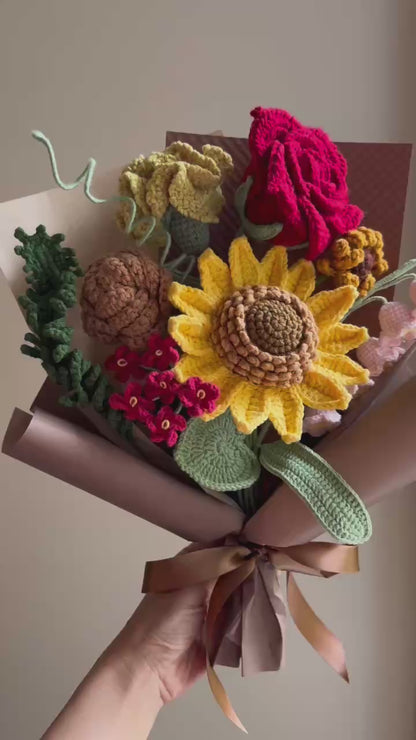 Sunflower warm Thai | Crochet flowers bouquet, Flowers forever