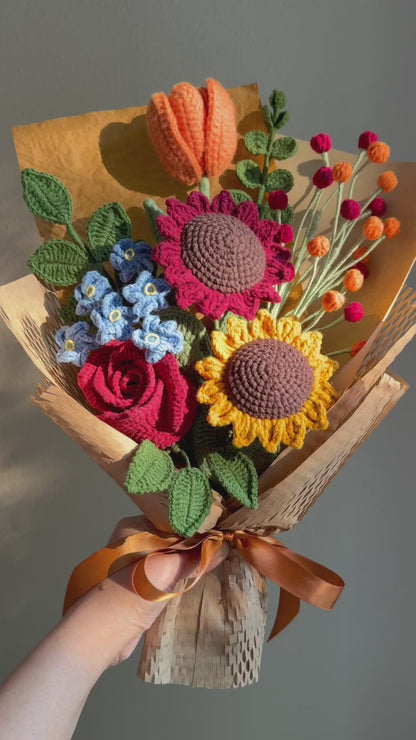 Big amber honey | Crochet sunflower bouquet