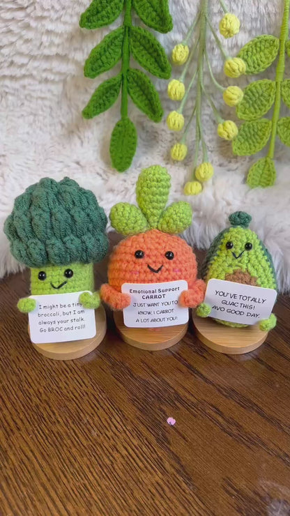 Unique Handmade Crochet positive veggie+Emotional Support carrot potato, broccoli, Christmas, Birthday, gift for her,Coworker,Family/Friends