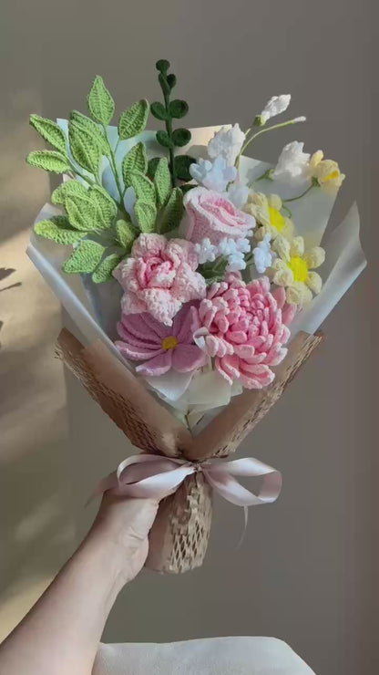 Regal Dahlia garden | Crochet Flower Bouquet: Handmade Dahlia & Tulip - Everlasting Gift for her, birthday