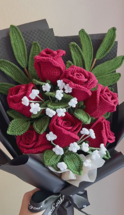 EX Scarlet Romance | Crochet flowers bouquet, forever flowers