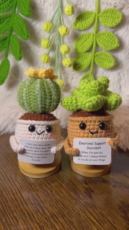 Unique Handmade Crochet positive veggie +Emotional Support cactus, Christmas gift, Birthday, Mom, gift for her, Coworker, Family/Friends