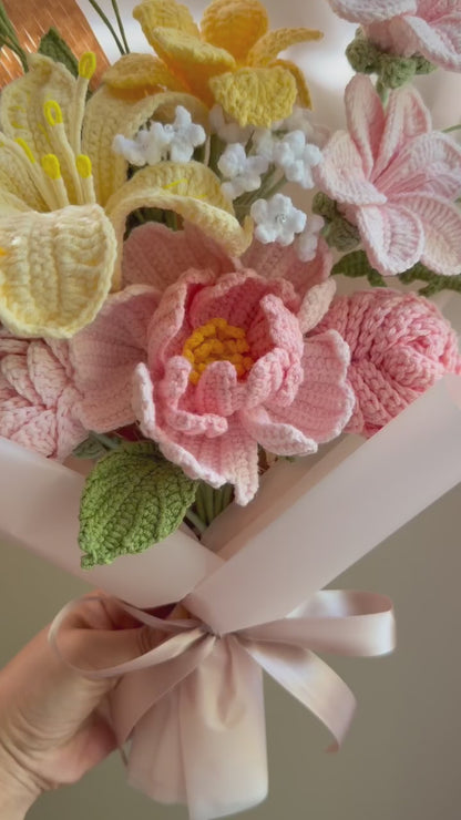 EX Painterly Peony | Crochet flowers bouquet