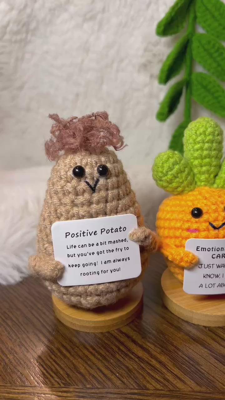 Unique Handmade Crochet positive veggie+Emotional Support carrot
